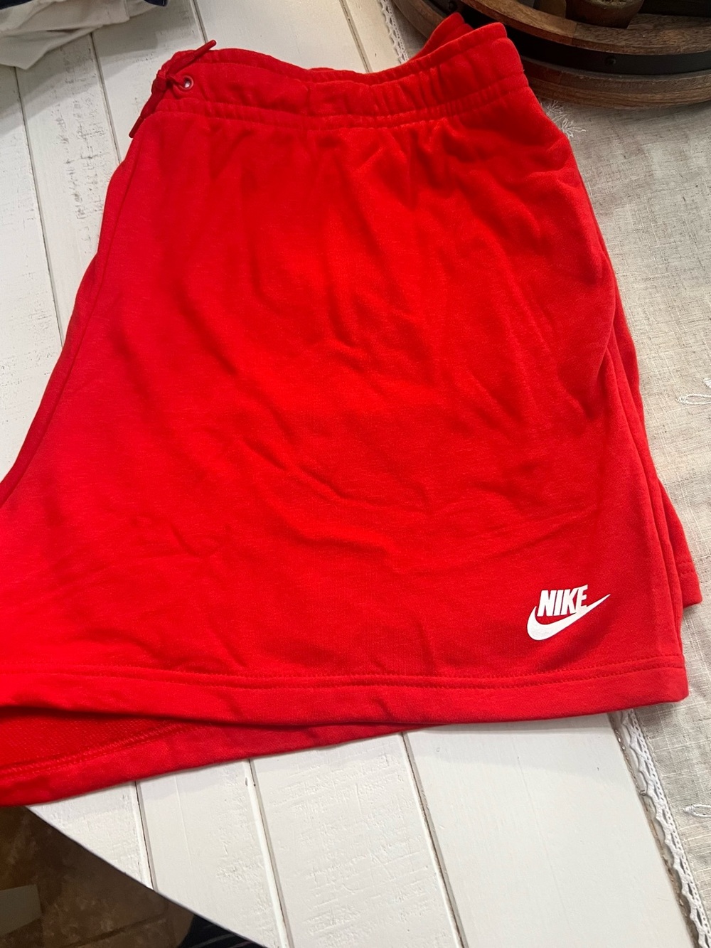 Nike Red Athletic Shorts with Logo Tag